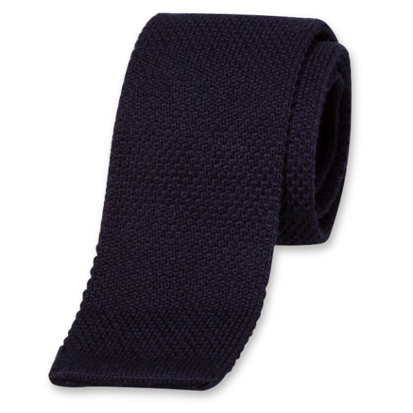 STD-B-507 Gebreide wollen stropdas donkerblauw