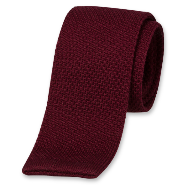 STD-B-514 Gebreide wollen stropdas bordeaux